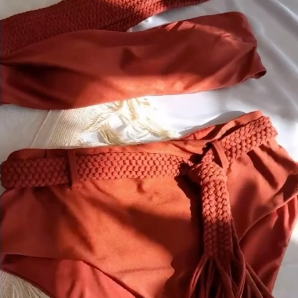 Rust Bikini Set with Braided Belt